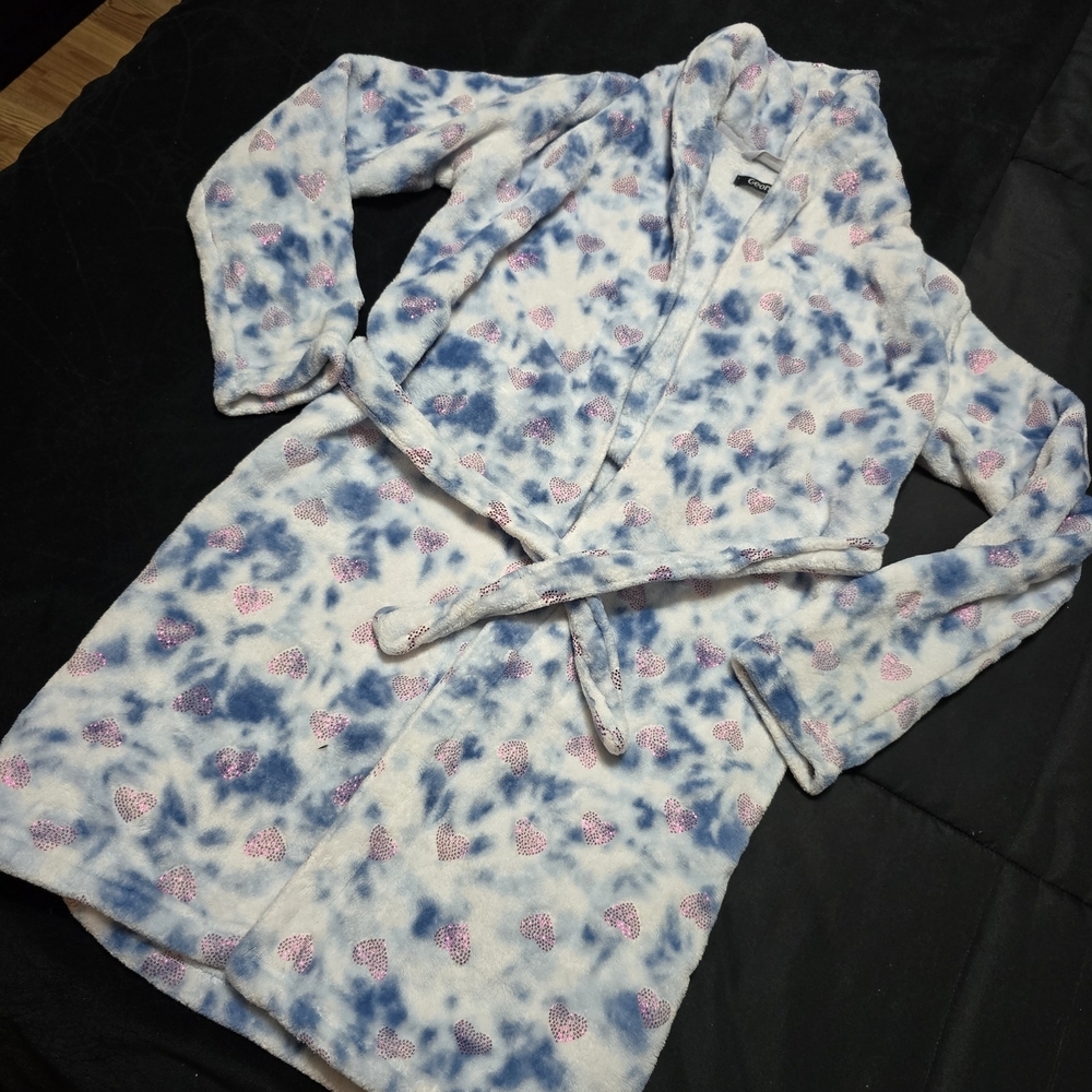 George Cozy Blue and Pink Heart Robe